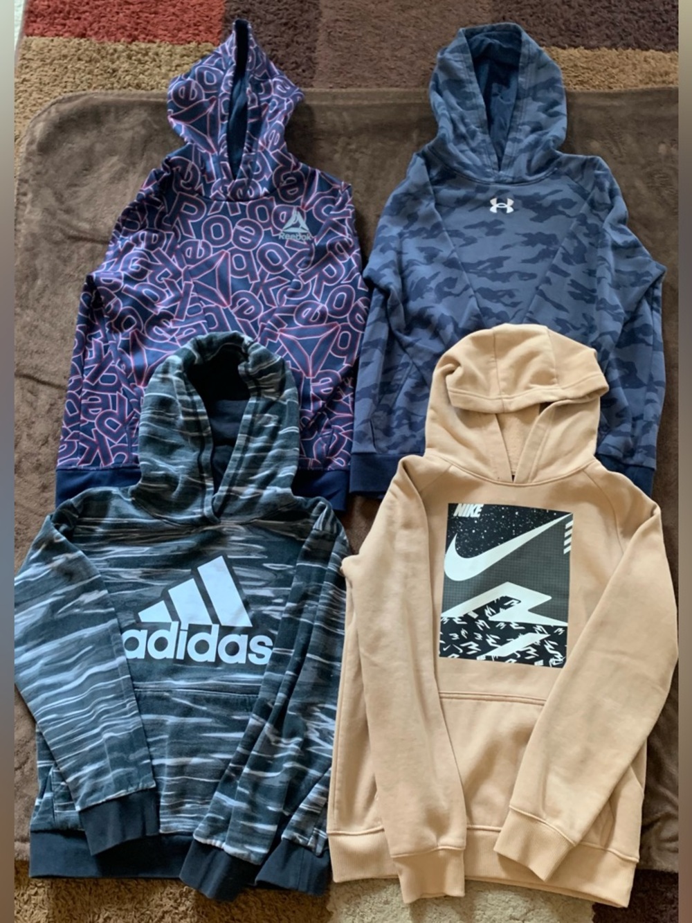 Lot of 4 Boys Hoodies - Reebok, Under Armor, Adidas, Nike